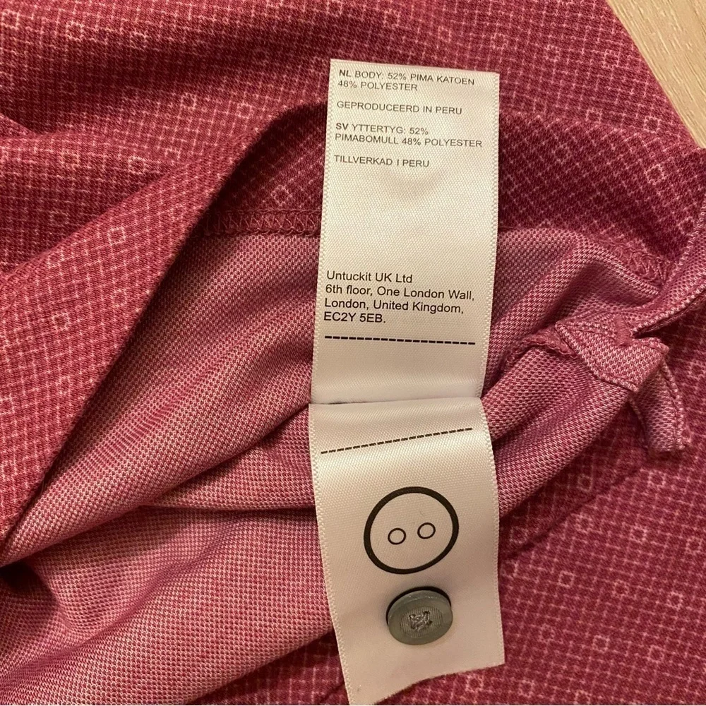 UNTUCKit Shirt Large Polo Mauve Pima Cotton Beaux Lattice